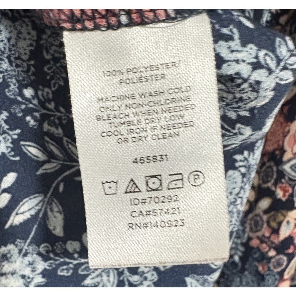 LOFT Outlet Floral Blouse Womens Small Blue Pink Long Sleeve Piped Boho Top - Picture 6 of 6
